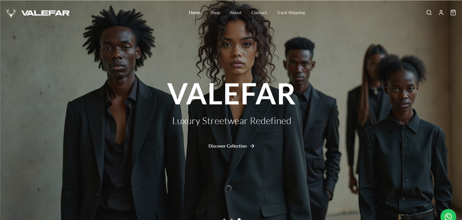 Valefar luxury e-commerce website screenshot